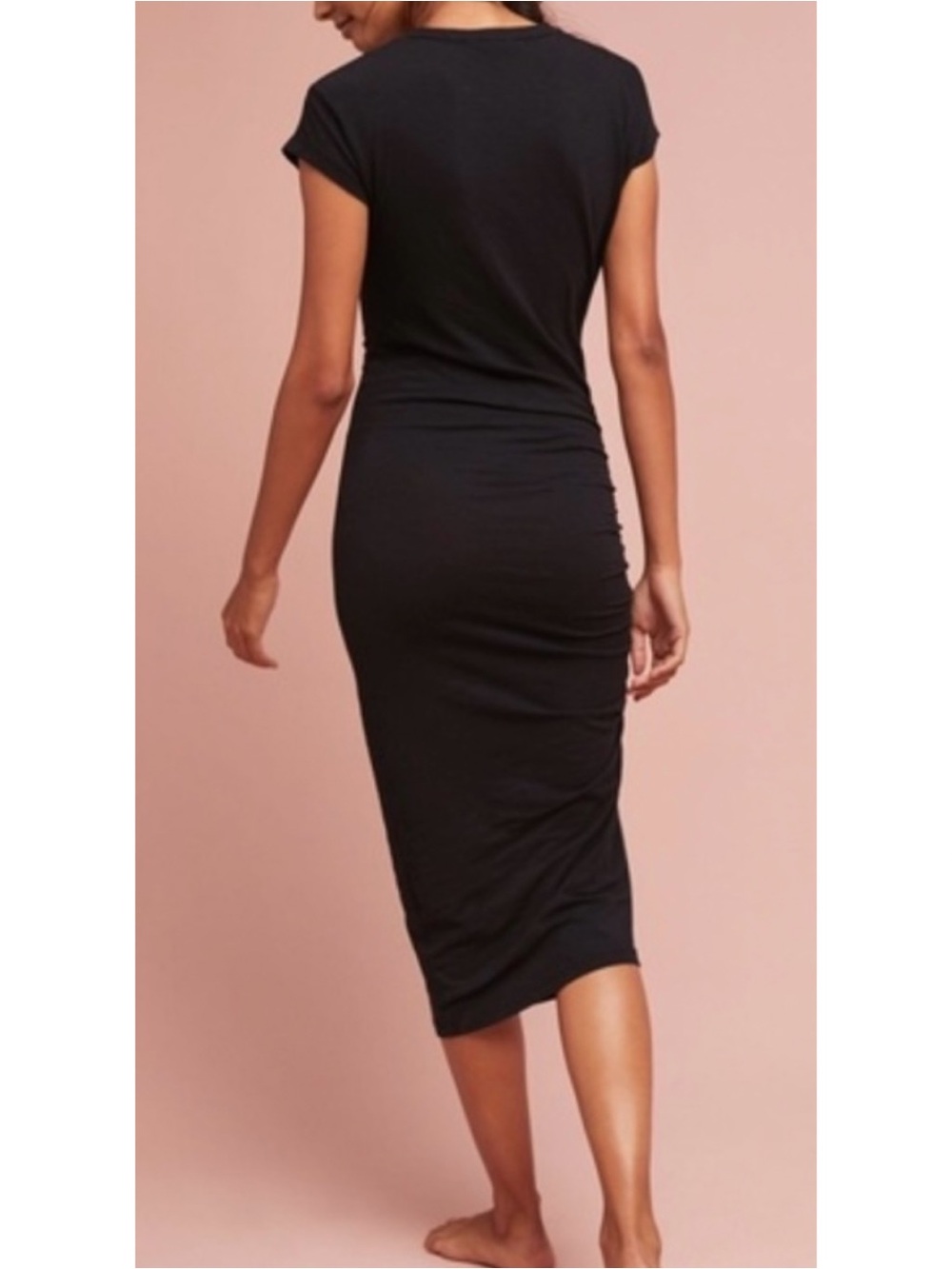 Sundry Anthropologie Black Ruched
Midi T Shirt Dress Side Shirring Jersey Small - Picture 2 of 8